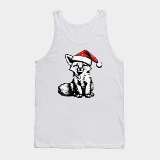 Christmas Elephant with Santa Hat Tank Top